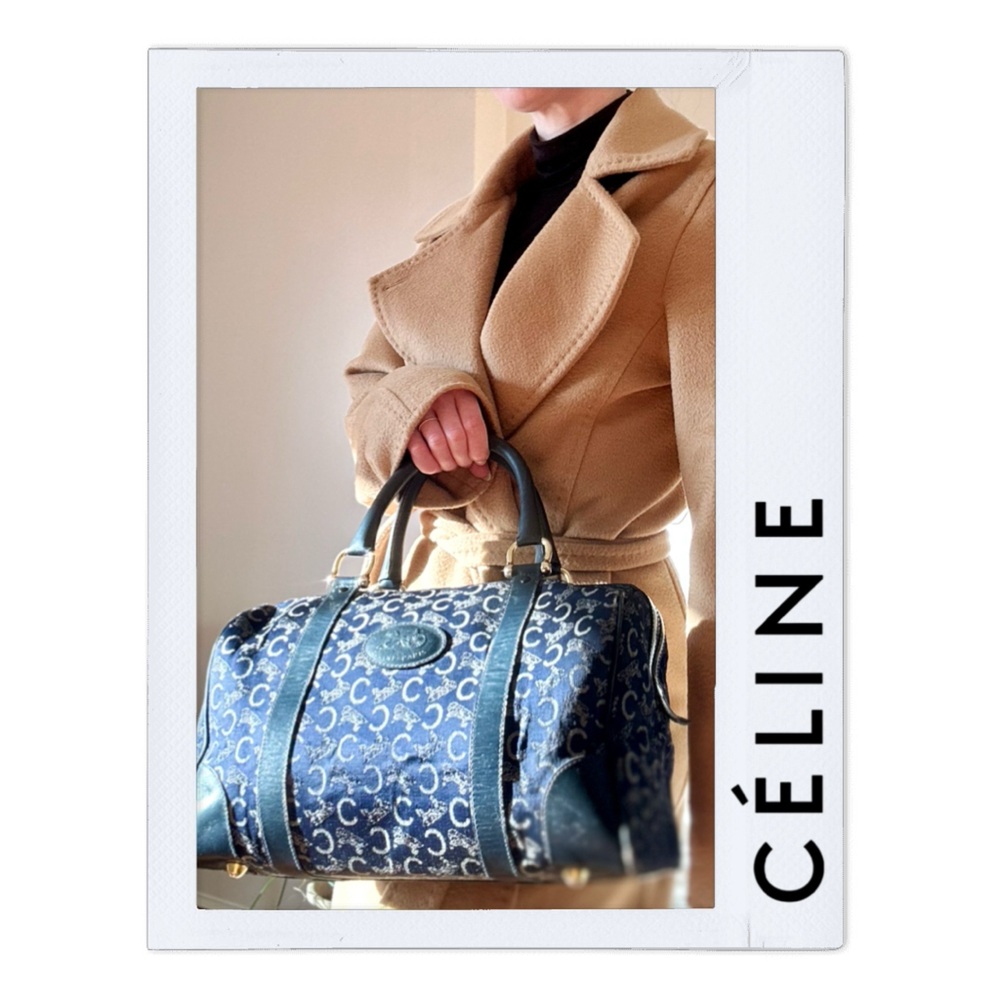 SALE! Céline Boston Bag in Navy Blue Rare, Vintage Y2K Celine Speedy 30cm